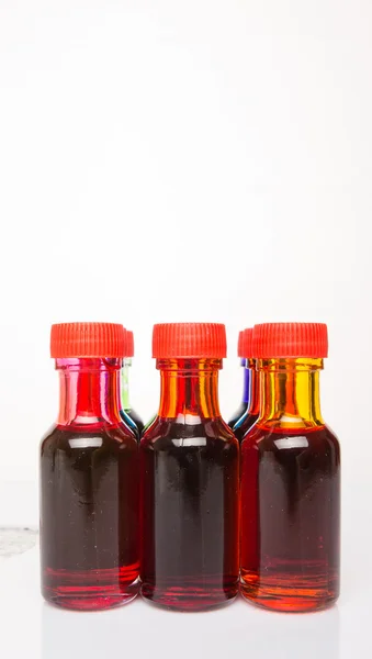 Liquid Food Color Additives White Background — Stock Photo, Image