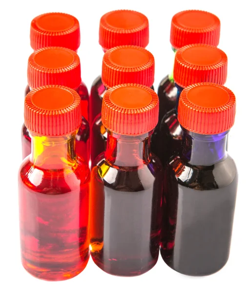 Liquid Food Color Additives White Background — Stock Photo, Image