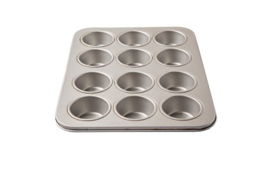 Cupcake ve beyaz zemin üzerine çörek tepsisi