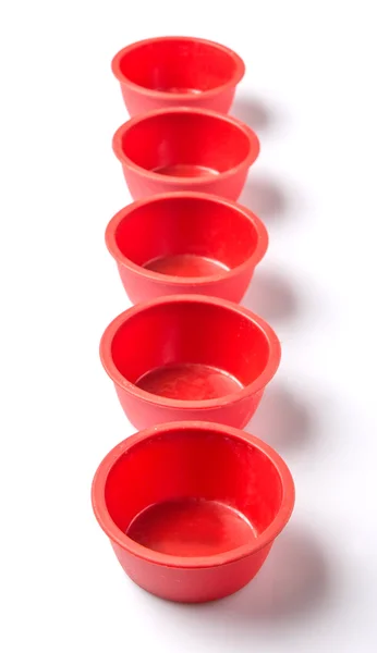 Tigelas de silicone vermelho — Fotografia de Stock