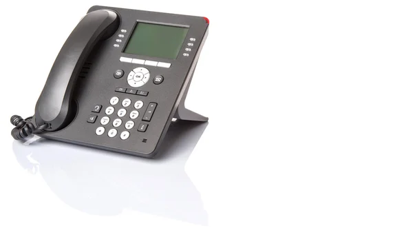 Moderní Stolní Telefon Bílém Pozadí — Stock fotografie