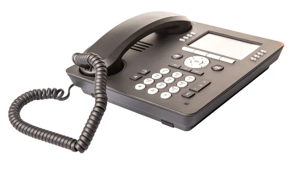 Modernes Desktop Telefon Auf Weißem Hintergrund — Stockfoto