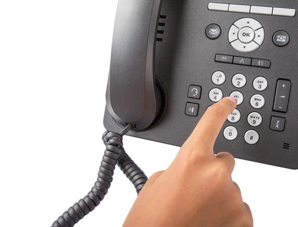 Dialing Modern Desktop Telephone — Stock Photo, Image