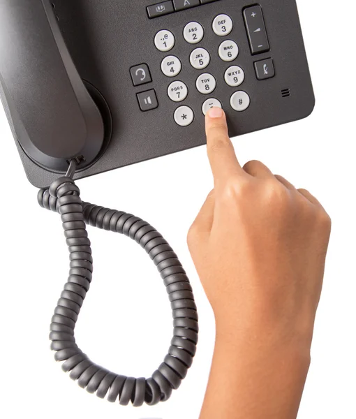 Dialing Modern Desktop Telephone — Stock Photo, Image