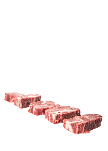 Κομμάτι Κρέας Κοπής Κατεψυγμένου Βοείου Κρέατος Λευκό Φόντο — Φωτογραφία Αρχείου