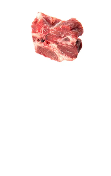 Stück Geschnittenes Gefrorenes Rindfleisch Auf Weißem Hintergrund — Stockfoto