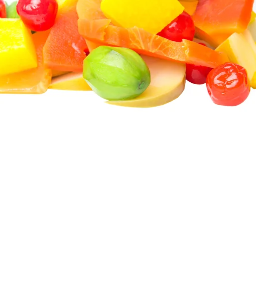 Verscheidenheid Van Ingemaakte Vruchten Van Papaja Mango Kers Jicama Mix — Stockfoto