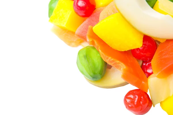 Verscheidenheid Van Ingemaakte Vruchten Van Papaja Mango Kers Jicama Mix — Stockfoto