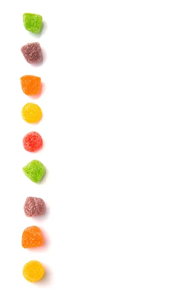 Färgstark Blandning Socker Gelé Godis Över Vit Bakgrund — Stockfoto