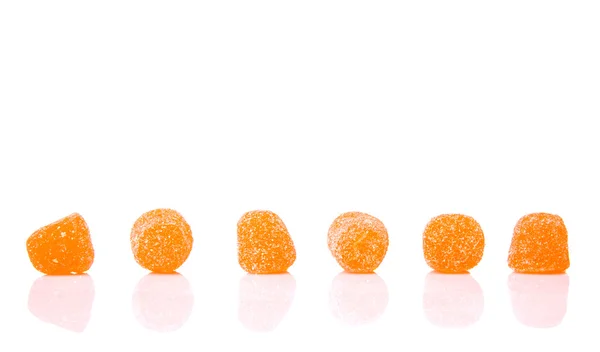 Süße Orangengelee Bonbons Isoliert Auf Weiß — Stockfoto