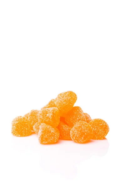 Süße Orangengelee Bonbons Isoliert Auf Weiß — Stockfoto