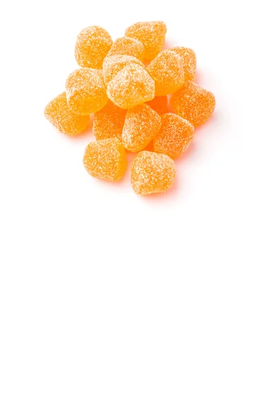 Zoete Oranje Jelly Snoepjes Geïsoleerd Wit — Stockfoto