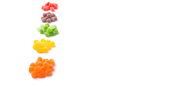 Słodkie Kolorowe Cukierki Galaretki Białym Tle — Zdjęcie stockowe