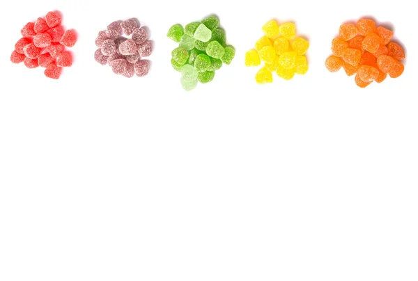 Süß Gefärbte Gelee Bonbons Isoliert Auf Weiß — Stockfoto