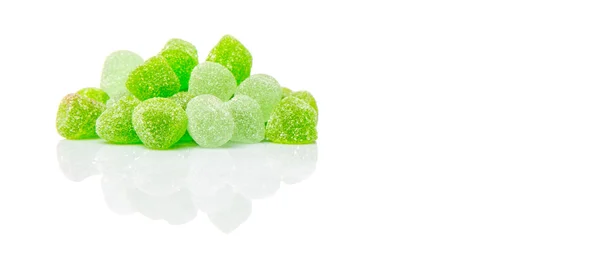 Zoete Groene Jelly Snoepjes Geïsoleerd Wit — Stockfoto
