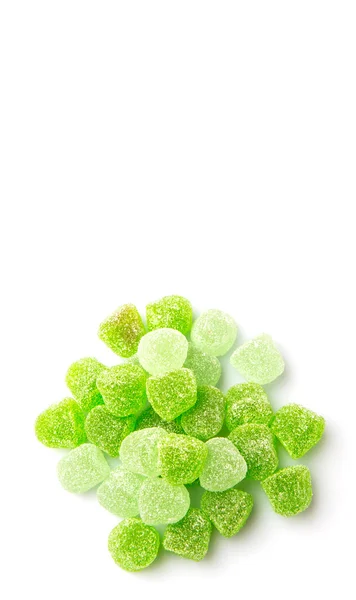 Sladký Zelené Želé Bonbóny Izolované Bílém — Stock fotografie