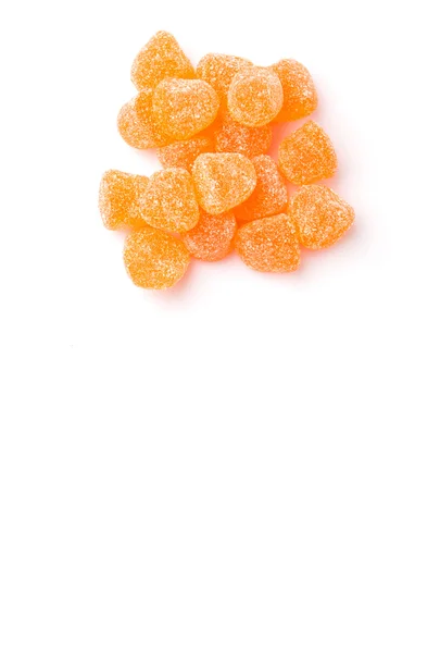 Zoete Oranje Jelly Snoepjes Geïsoleerd Wit — Stockfoto