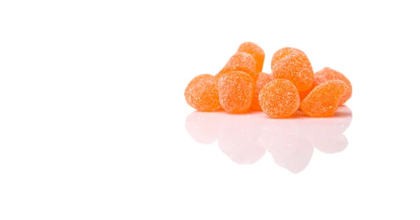 Süße Orangengelee Bonbons Isoliert Auf Weiß — Stockfoto