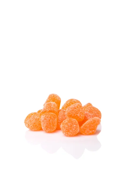 Süße Orangengelee Bonbons Isoliert Auf Weiß — Stockfoto