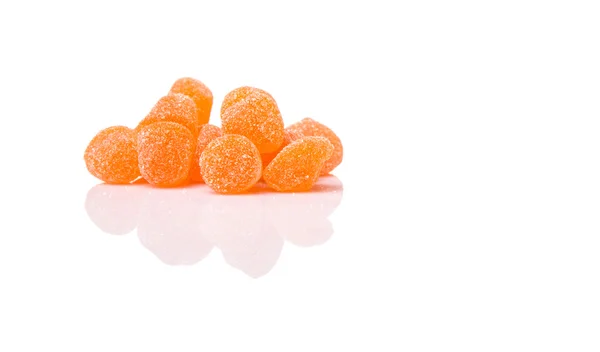 Cukierki Słodkie Galaretki Pomarańczowe Białym Tle — Zdjęcie stockowe