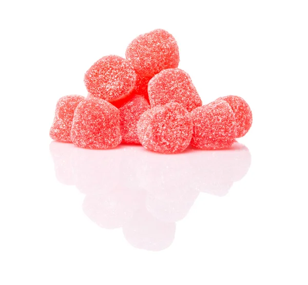 Dulces Caramelos Jalea Roja Aislados Blanco — Foto de Stock