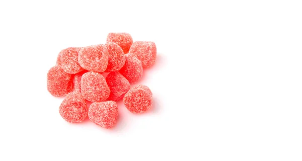 Süße Rote Gelee Bonbons Isoliert Auf Weiß — Stockfoto