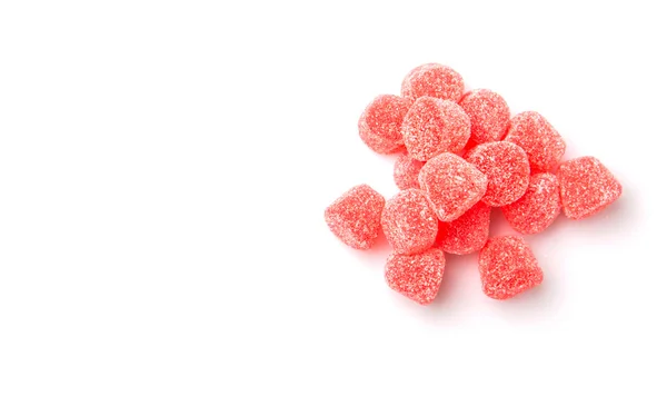 Süße Rote Gelee Bonbons Isoliert Auf Weiß — Stockfoto