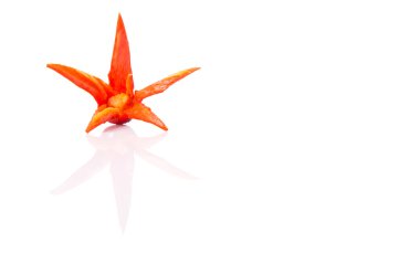 Beyaz arka plan üzerinde kırmızı biber çiçek oyma