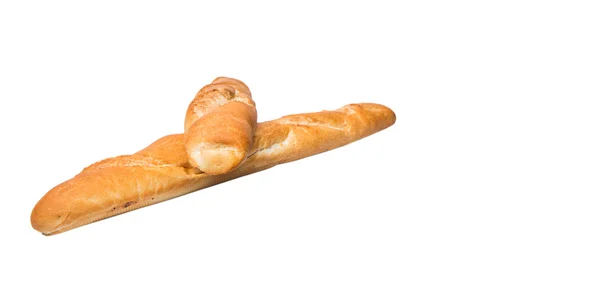 Frisches Französisches Baguette Aus Nächster Nähe Über Weißem Hintergrund — Stockfoto