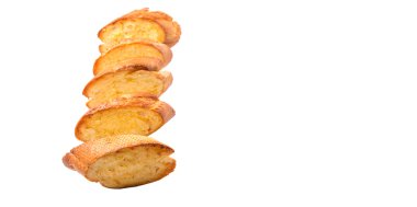 Ev yapımı sarımsaklı ekmek, beyaz arka plan üzerinde Fransız baget