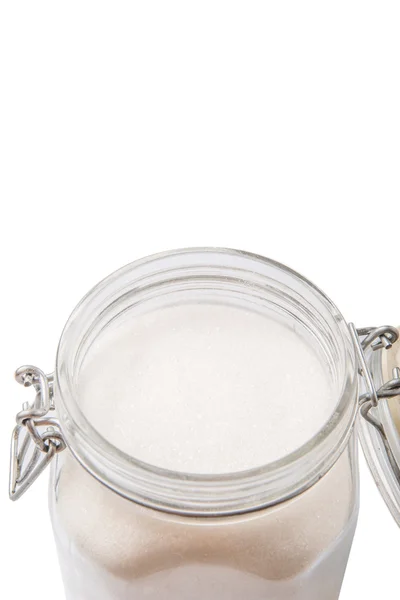Zucchero granulato in vaso di vetro — Foto Stock