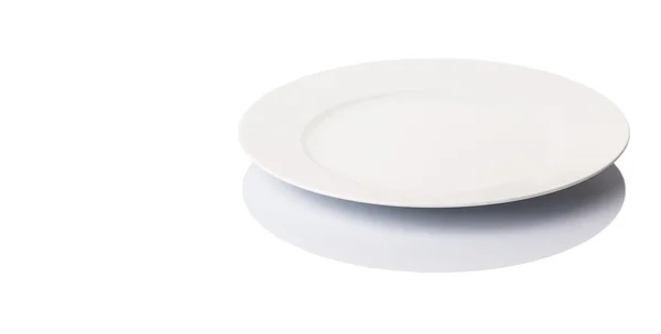 Placa Jantar Branco Vazio Sobre Fundo Branco — Fotografia de Stock