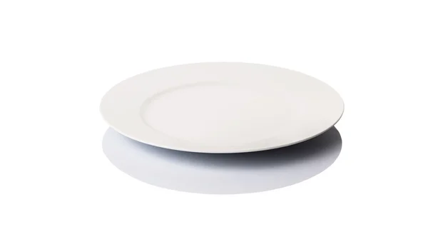 Πιάτο Άδειο Λευκό Δείπνο Πάνω Από Λευκό Φόντο — Φωτογραφία Αρχείου