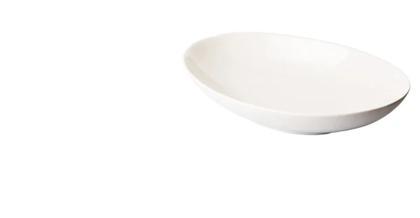 Vazio Tigela Salada Oval Branco Sobre Fundo Branco — Fotografia de Stock