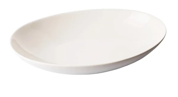 Vazio Tigela Salada Oval Branco Sobre Fundo Branco — Fotografia de Stock