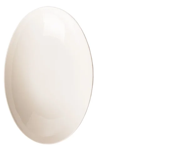 白い背景に空の白い楕円形のサラダ ボウル — ストック写真