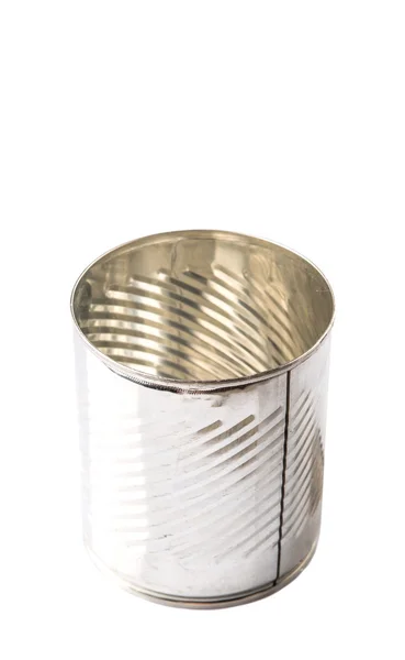 Empty Tin Can White Background — Stock Photo, Image