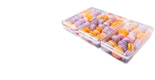 Franse Macaron Een Plastic Doos Containers — Stockfoto