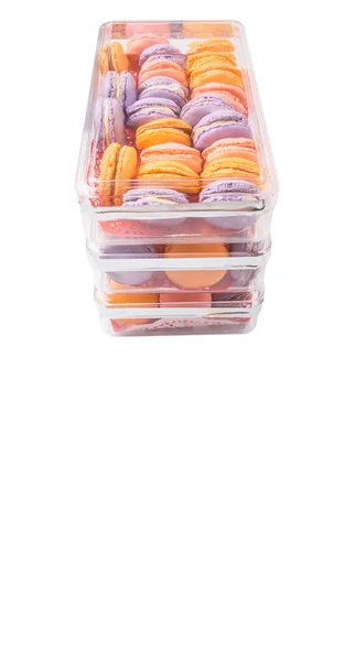 Macaron Francés Una Caja Plástico —  Fotos de Stock