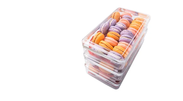 Macaron Francés Una Caja Plástico —  Fotos de Stock