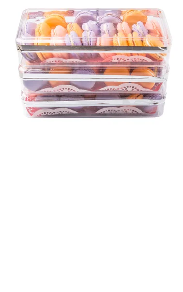 Macaron Francés Una Caja Plástico — Foto de Stock