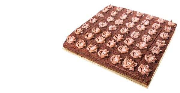 Schokoladenkuchen Auf Weißem Hintergrund — Stockfoto