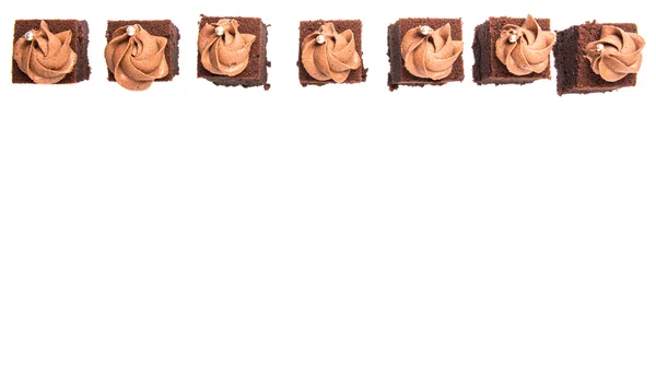 Bite Sized Chocolate Cakes Icing Top White Background — Stock Photo, Image
