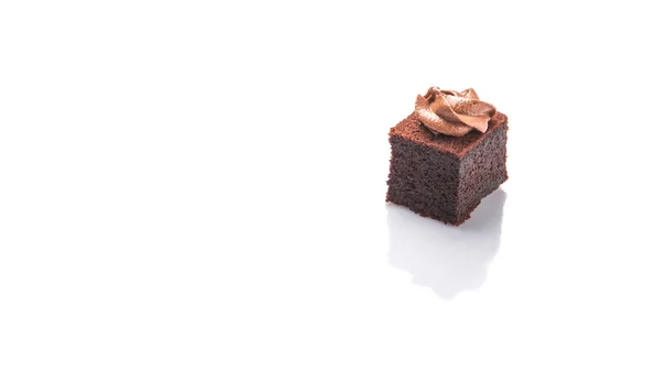 Bite Sized Chocolate Cake Icing Top White Background — Stock Photo, Image