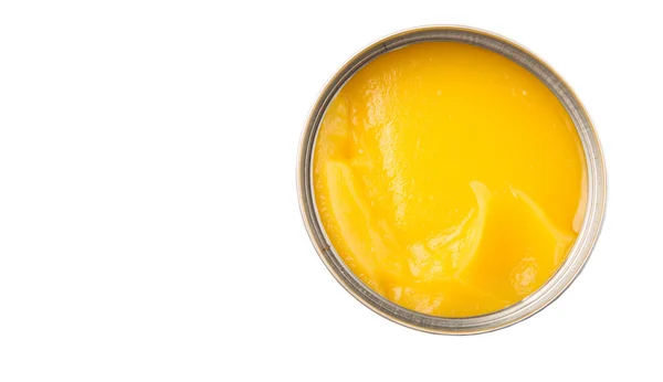 Ghee Indiano Una Lattina Sfondo Bianco — Foto Stock