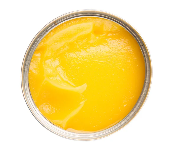 Ghee Indiano Una Lattina Sfondo Bianco — Foto Stock