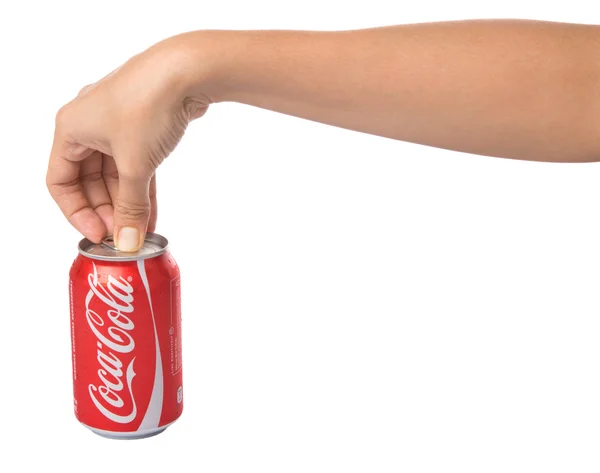 Kuala Lumpur Malaysien Januar 2015 Female Hand Opening Dose Coca — Stockfoto