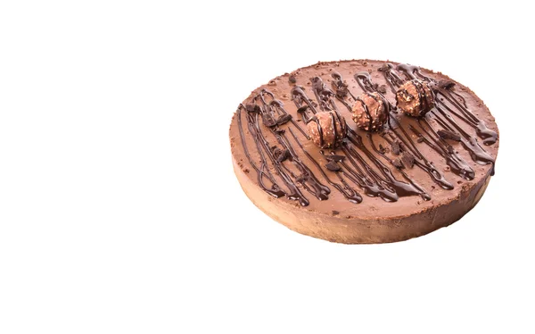 Schokolade Käsekuchen Über Weißem Hintergrund — Stockfoto