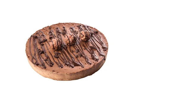 Gâteau Fromage Chocolat Sur Fond Blanc — Photo