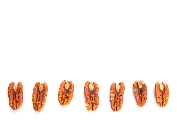 Dried Pecan Nuts White Background — Stock Photo, Image